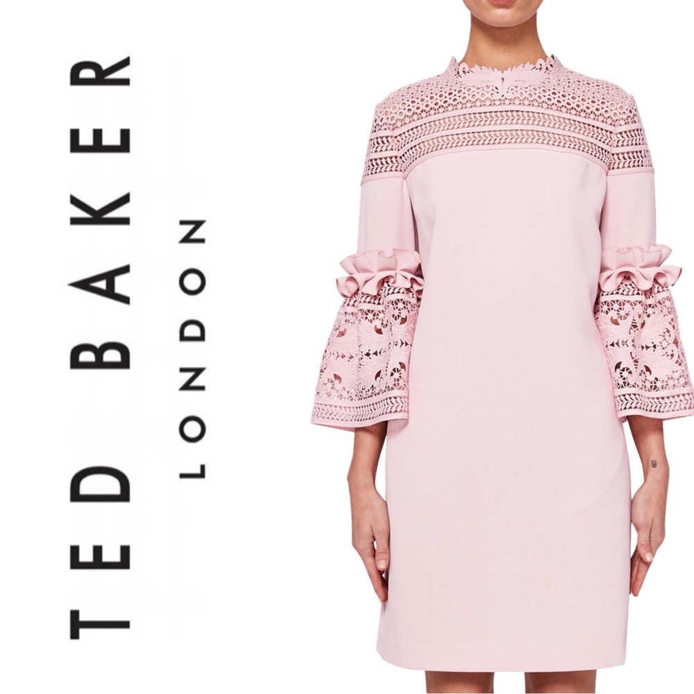 Ted Baker Lucila Lace Bell Sleeve Dress - Size 6